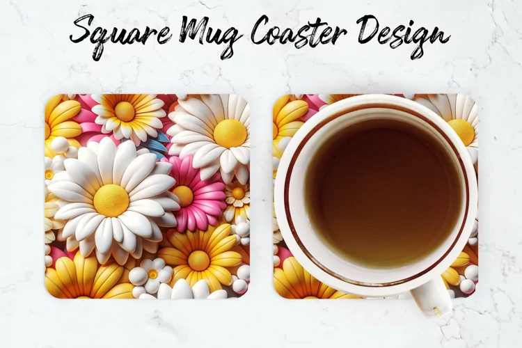 Colorful Flower Mug coaster | Coaster | Sublimation