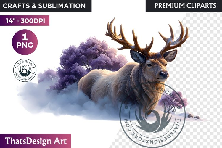 Reindeer Watercolor Winter Wildlife Animal Clipart PNG