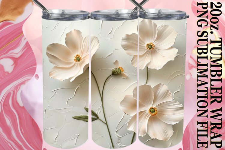 3D Flower Serenity: Tumbler Wrap Sublimation example image 1