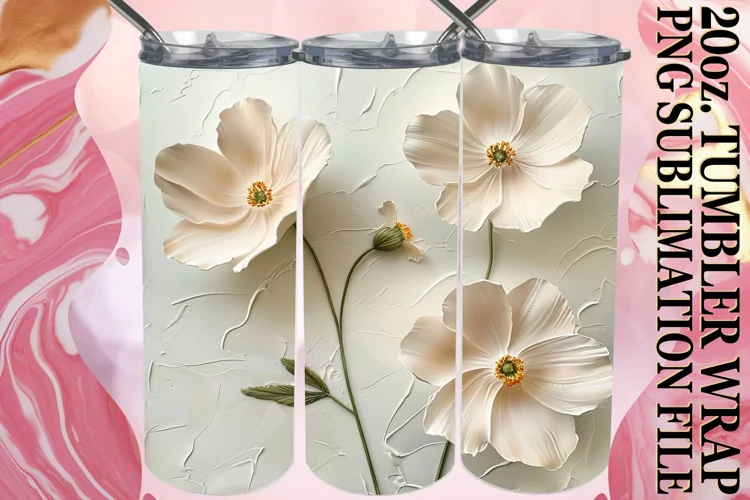 3D Flower Serenity: Tumbler Wrap Sublimation