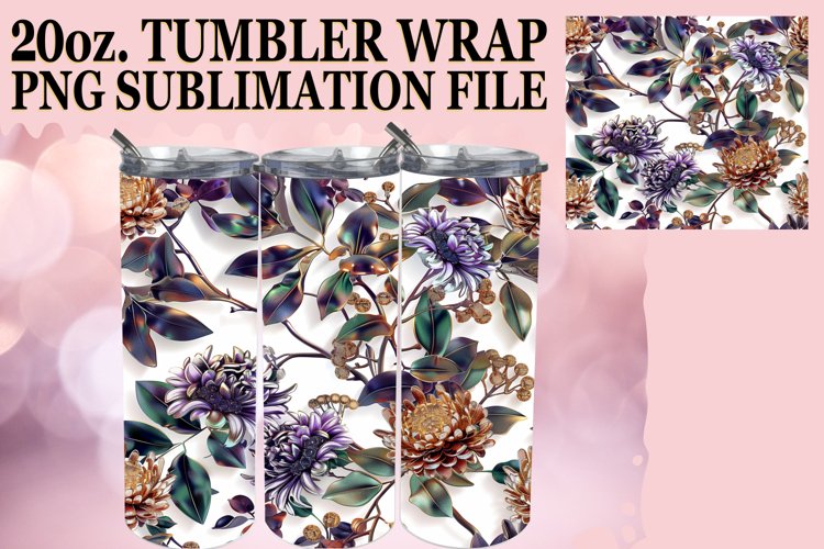 Glossy Flower Glitz Tumbler Wrap - Summer Shine