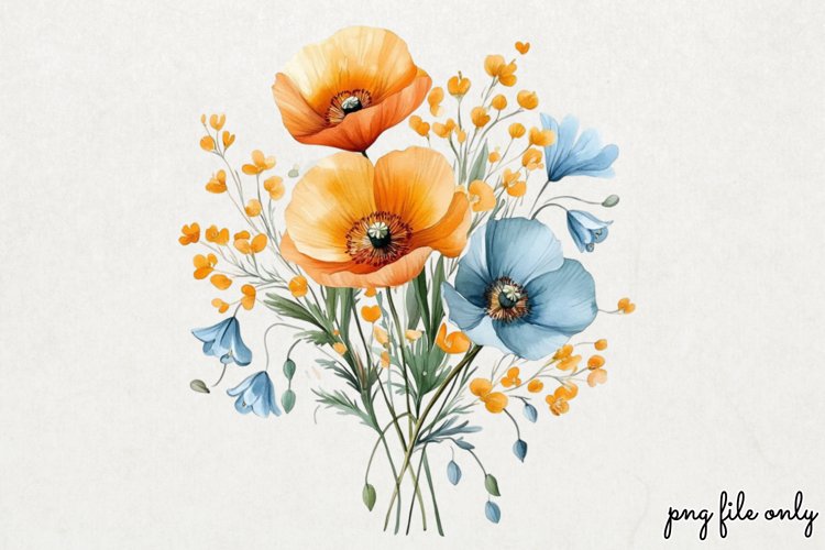Wild flowers butterflies and dragonfly Clipart PNG