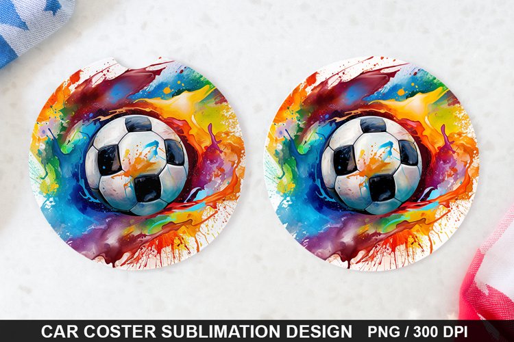 Soccer Ball Car Coaster - Coaster Sublimation Design