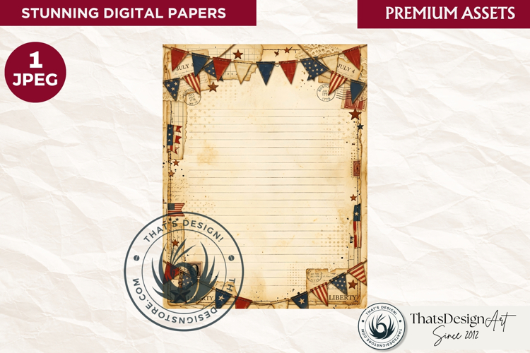 Patriotic Vintage 4th of July Junk Journal digital paper