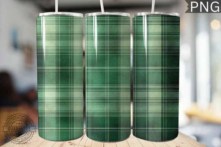 Green Plaid Tumbler Wrap - High Quality 300 Dpi