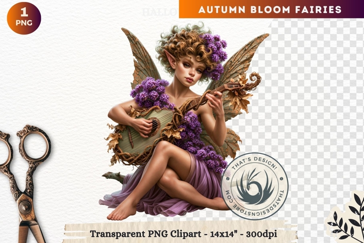Autumn Bloom Floral Fairy Clipart, Mythical Fantasy PNG