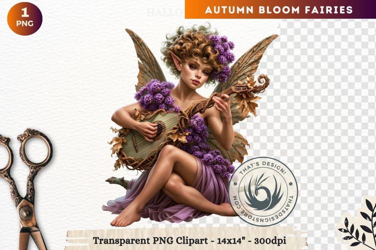 Autumn Bloom Floral Fairy Clipart, Mythical Fantasy PNG
