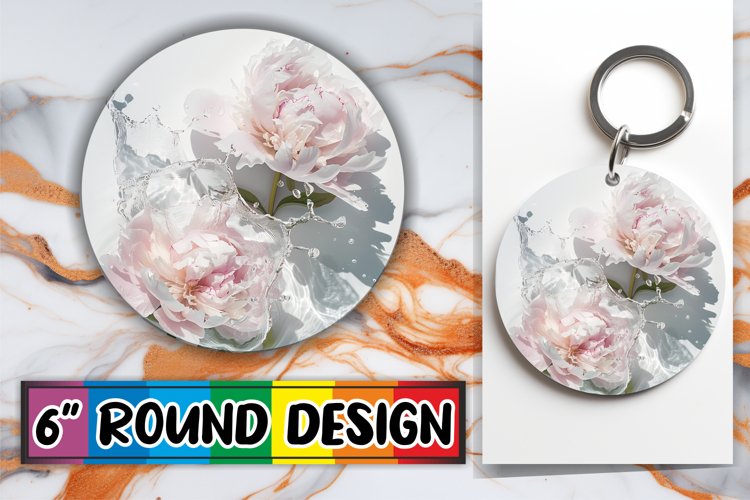 Petal Round Tranquility: Sublimation Keychain PNG