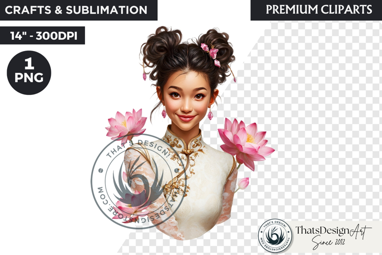 Royal Lotus Princess Fantasy Goddess Floral Clipart