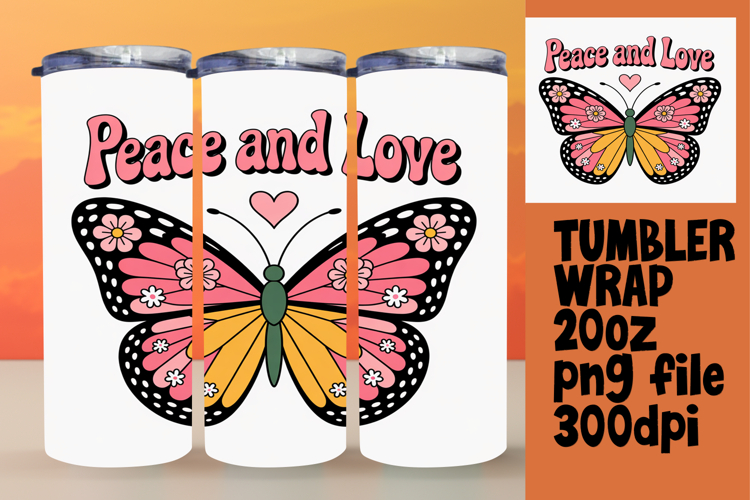 DIY Tumbler Wrap Digital File , Butterfly