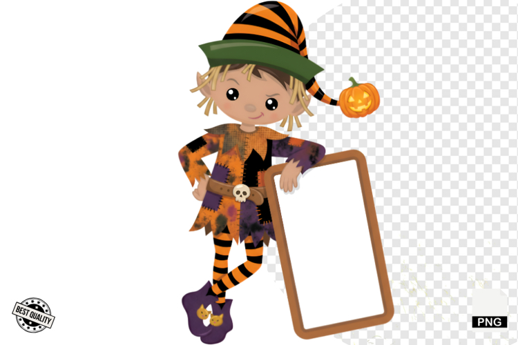 Halloween Characters & Banners Clipart