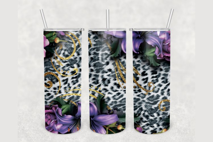 Leopard Floral Gold Peekaboo 20oz sublimation design tumbler