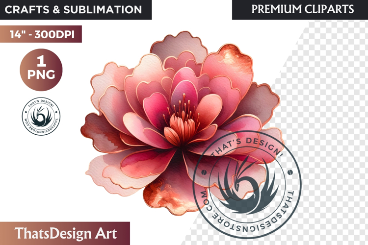 Pink Rose Gold flower Clipart, Abstract Flowers Wedding PNG