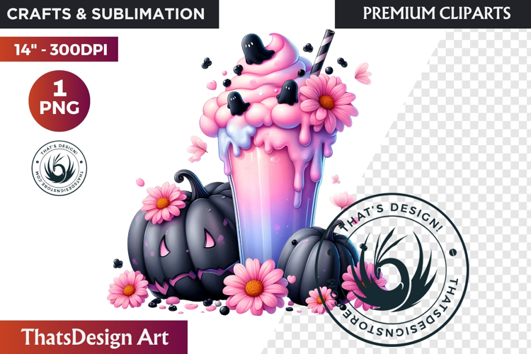 Pastel Goth Halloween Drinks - Kawaii Spooky Clipart PNG
