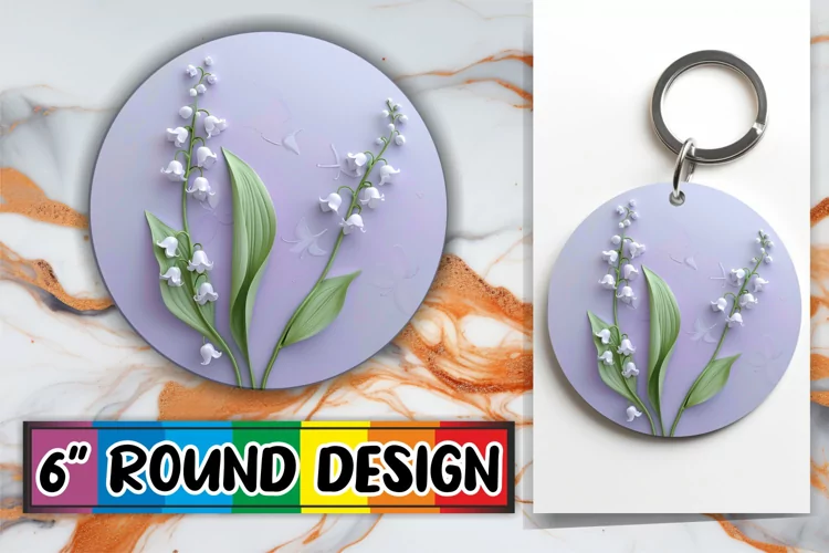 White Blossom Harmony: 3D Circle Design Sublimation