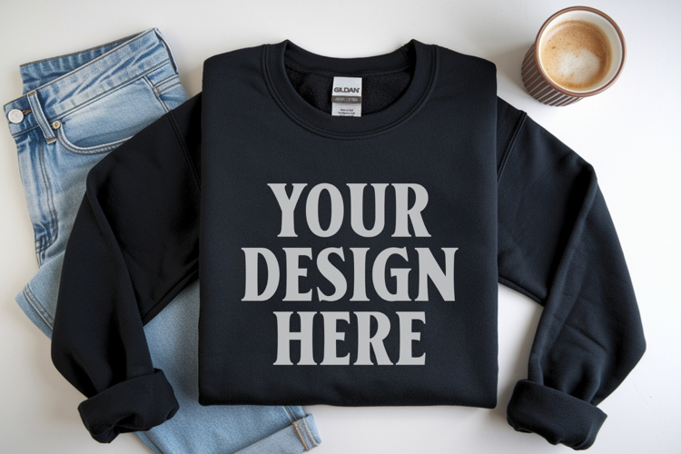 Black Gildan 18000 Folded Flat Lay Mockups