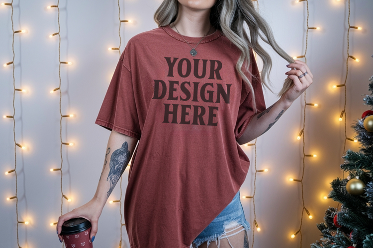 Brick Christmas Comfort Colors 1717 TShirt Mockup,cc1717 moc