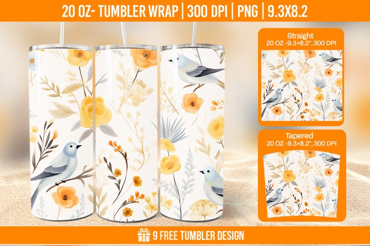 Sparrow Tumbler Wrap Designs, Sublimation Wrap
