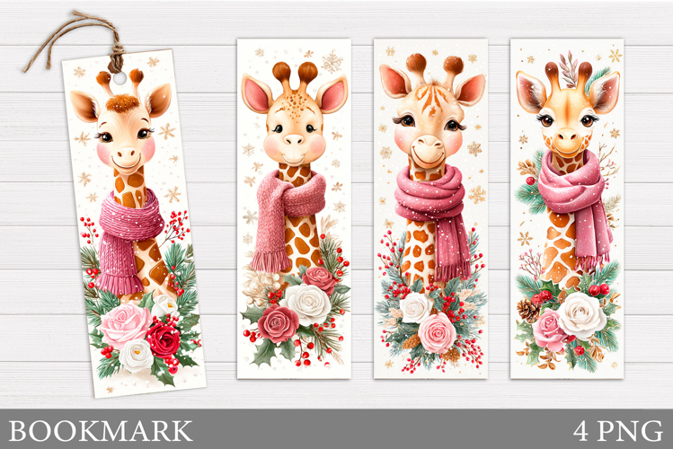 Christmas Giraffe Bookmark. Christmas Bookmark Sublimation