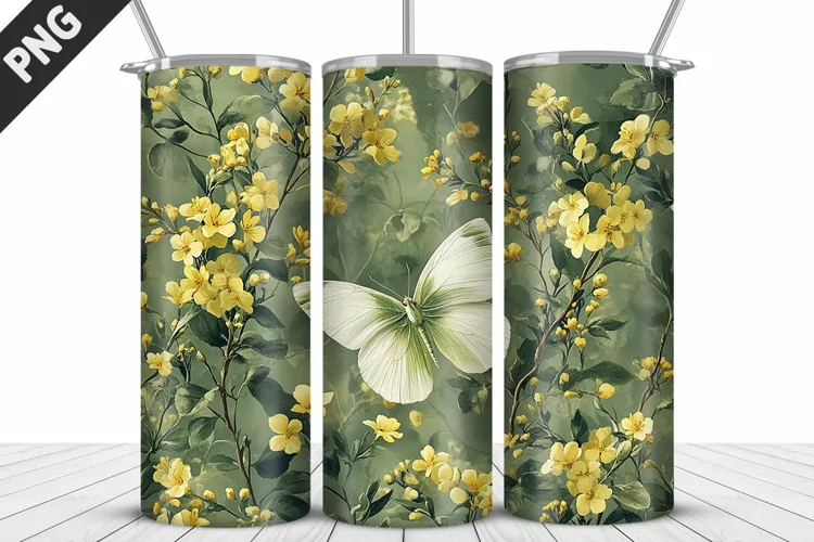 Flower Butterfly 20 oz Tumbler Design|Butterfly Tumbler Wrap