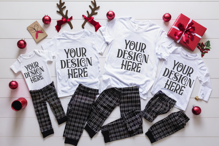 Christmas Family Matching Flat Lay T-Shirt Mockups