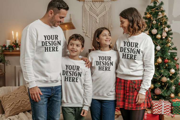 Christmas Family Matching T-Shirt Mockups | Holiday Group