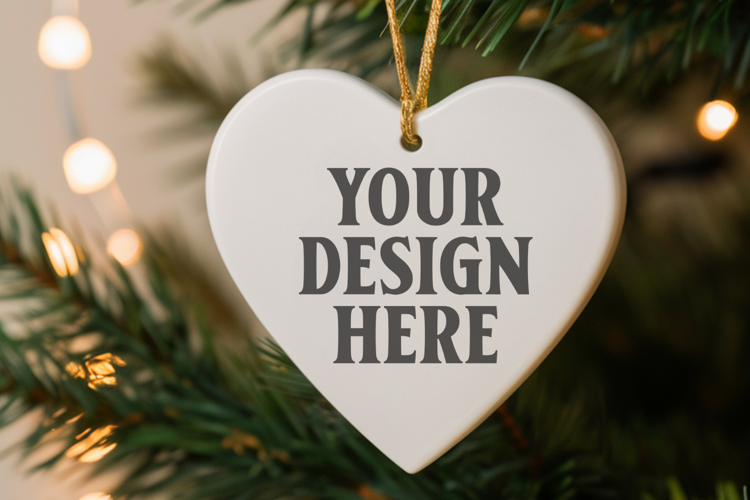 Holiday Love Heart Ornament Mockups | Romantic Christmas Tre