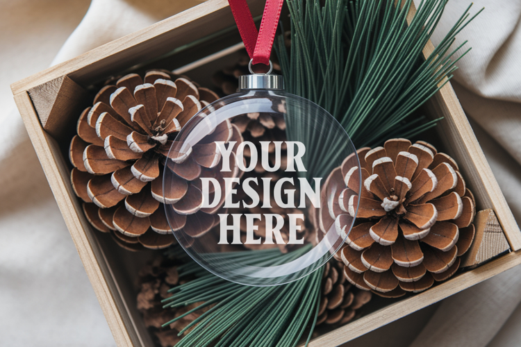 Acrylic Christmas Ornament Mockups | Clear Holiday Ornament