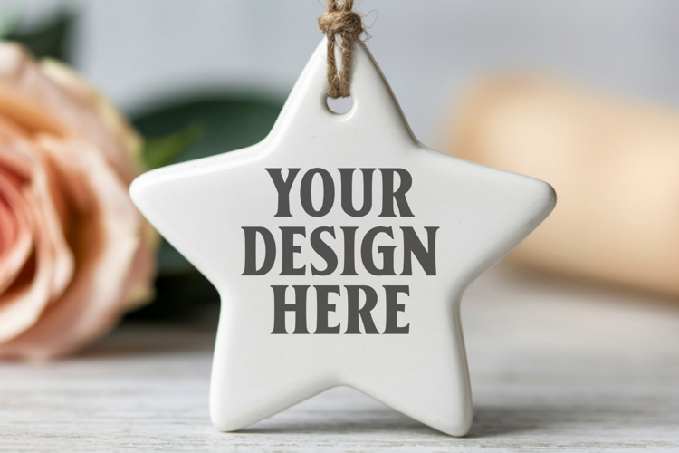 Christmas Star Ceramic Ornaments Mockup