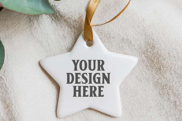 Christmas Star Ceramic Ornaments Mockup | Holiday Star Ornam