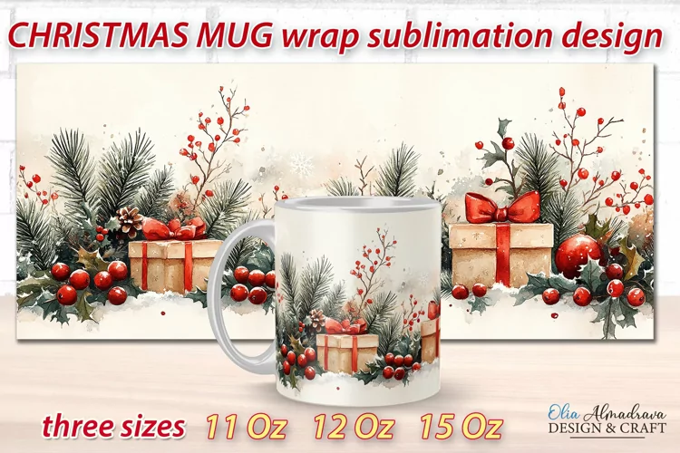 Christmas Mug Wrap design| Mug Sublimation Cricut Templates