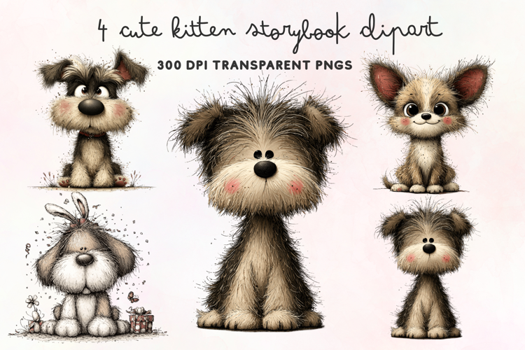 Cute Watercolor Dogs Clipart PNG