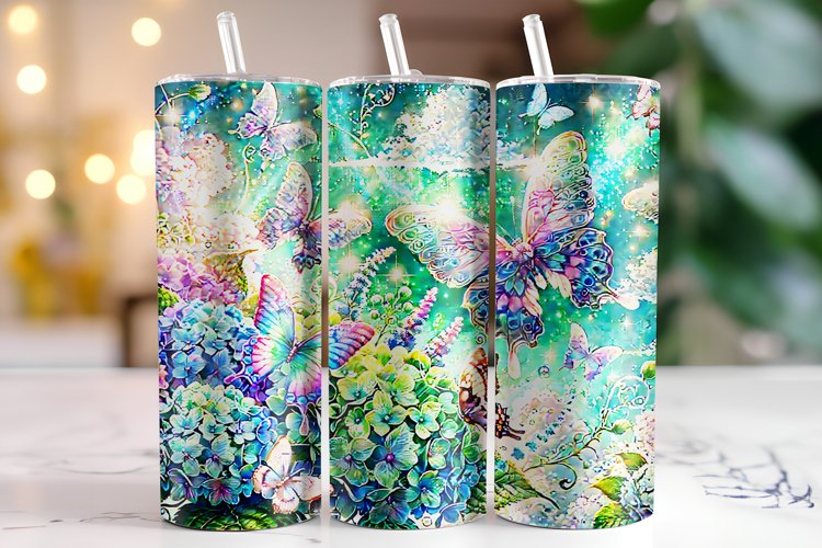Butterflies Tumbler Wrap | Sublimation | Tumblers example image 1