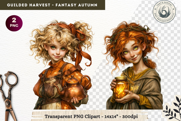 Fantasy Autumn Gilded Harvest PNG Clipart whimsical witch