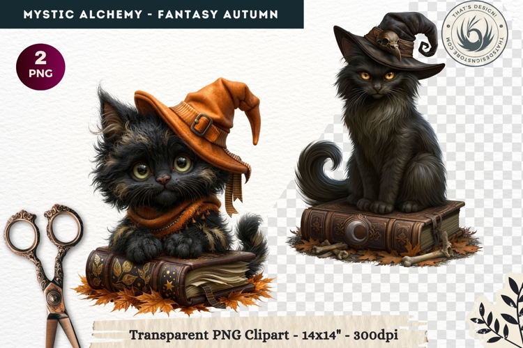 Gothic Witch Mystic Alchemy Clipart, Autumn Apothecary PNG