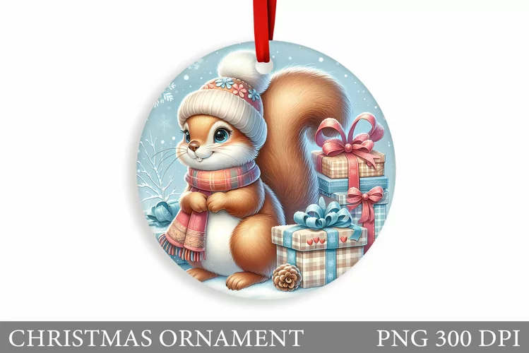 Cute Squirrel Christmas Ornament. Christmas Ornament Design