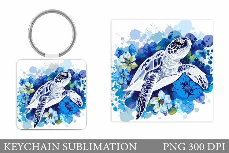 Turtle Keychain Sublimation. Turtle Keychain Design