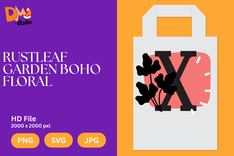 Rustleaf Garden Boho Floral Monogram
