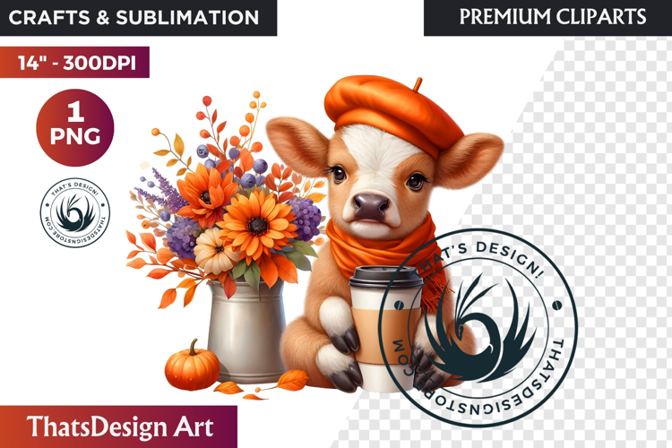 Cute Autumn thanksgiving Baby animal and Pumpkin PNG clipart