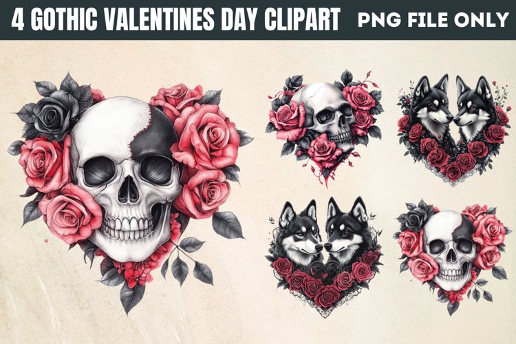 Gothic Valentines Day Clipart PNG