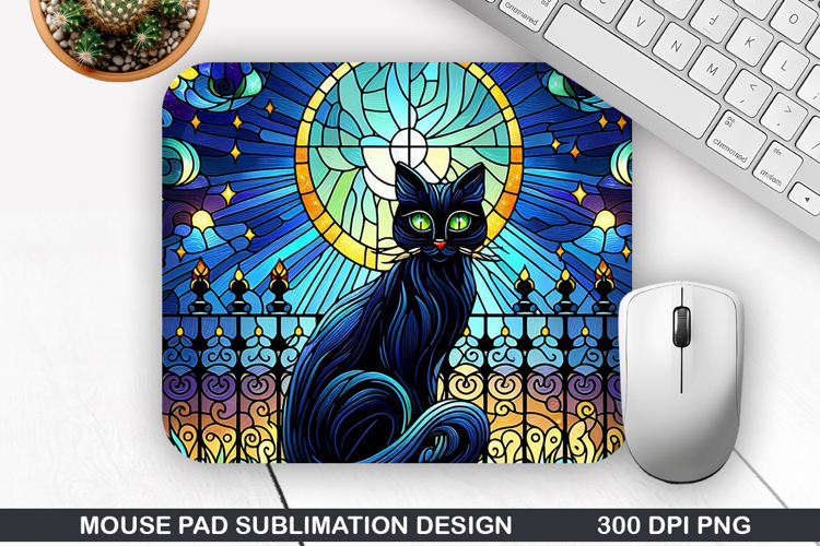 Cat Mouse Pad, Halloween Mouse Pad PNG Design, Halloween