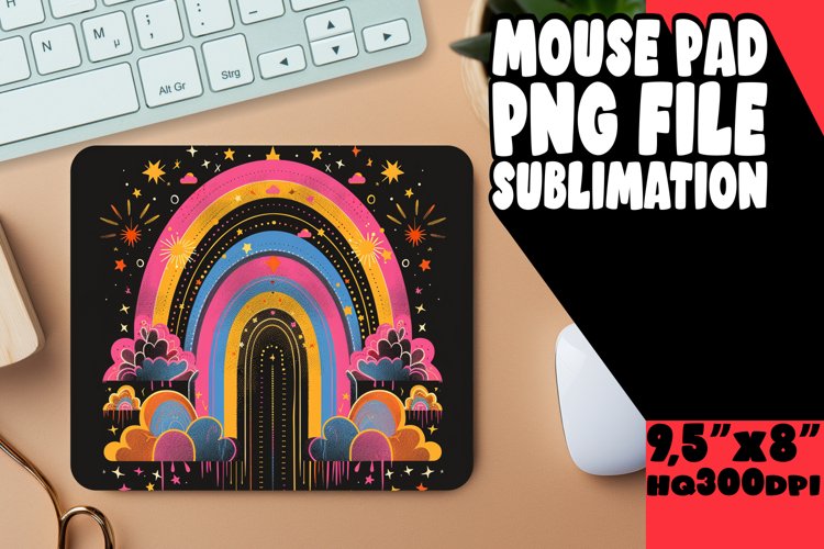 Chromatic Nightfall: Rainbow Mouse Pad Sublimation