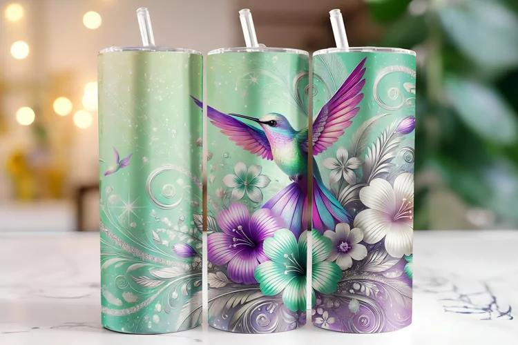 Bird & Flower Tumbler Wrap | Sublimation | Tumblers
