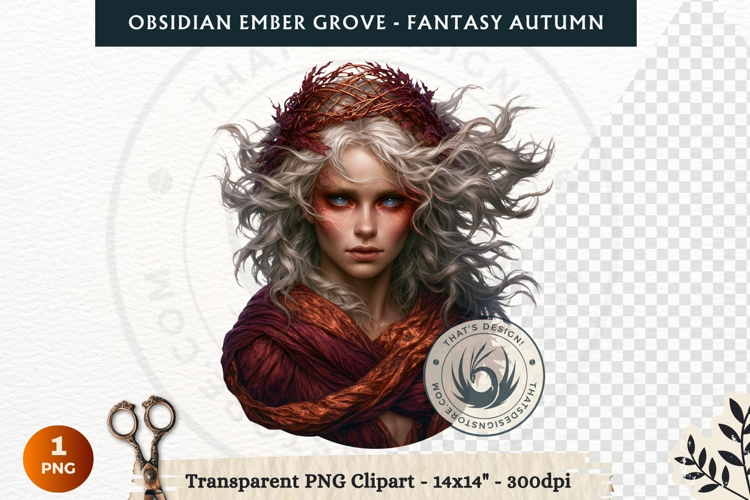 Dark Autumn Fantasy Clipart PNG for RPG Obsidian Ember Grove