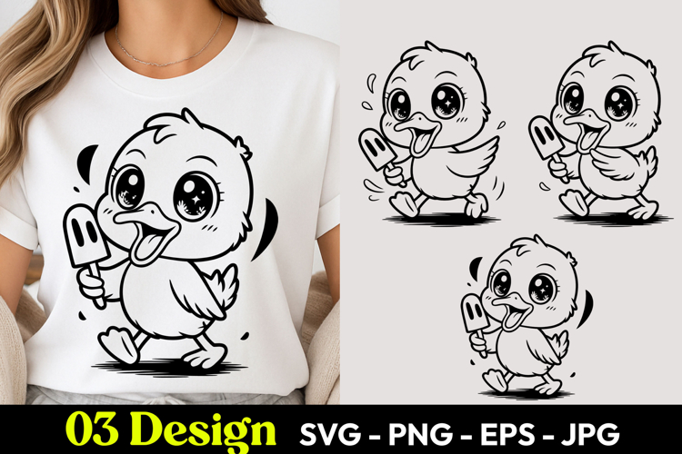 Cute Eating Chick SVG PNG
