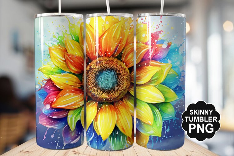Rainbow Sunflower Tumbler - Sublimation Tumbler Design