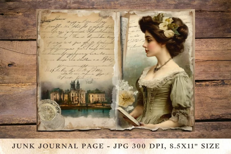 Printable Junk Journal Pages victorian girl 1