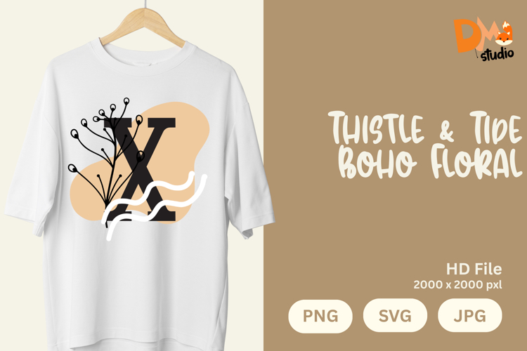 Thistle   Tide Boho Floral Monogram