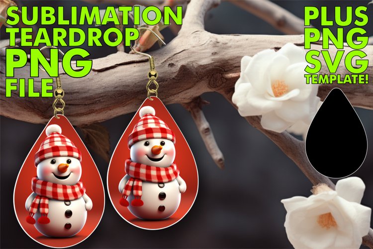 Snowman Teardrop Earrings with Clay 3D Effect