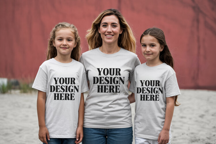 Bella Canvas 3001 Family Group Mockup | Matching T-Shirt Fla example image 1